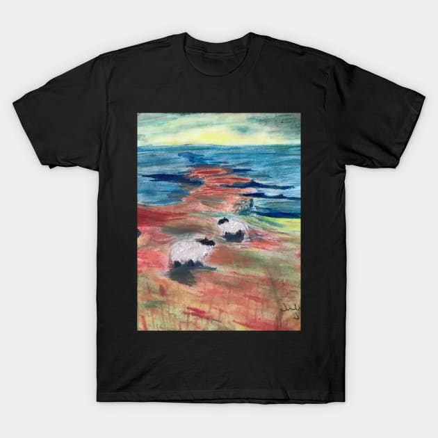 Sheep on the Shore T-Shirt by Juliejart